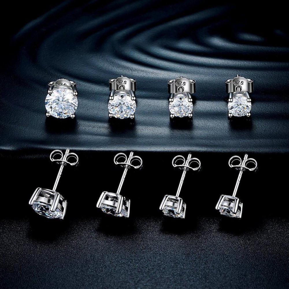"6MM S925 Sterling Silver CZ Stud Earrings for Women/Girl, US19251015 - Picture 6 of 13
